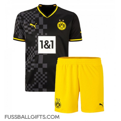 Borussia Dortmund Fußballbekleidung Auswärtstrikot Kinder 2022-23 Kurzarm (+ kurze hosen)